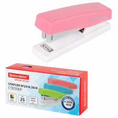 Степлер №24/6, 26/6 BRAUBERG "STYLE", до 25 листов, ассорти, 272748 - фото 9