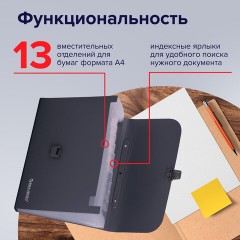 Папка-портфель пластиковая BRAUBERG А4 (327х254х30 мм), 13 отделений, серая, 221438 Папка-портфель пластиковая BRAUBERG А4 (327х254х30 мм), 13 отделений, серая, 221438 - фото 7
