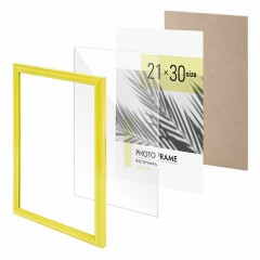 Рамка 21х30 см небьющаяся, багет 17,5 мм, пластик, BRAUBERG "Colorful", желтая, 391246 - фото 7