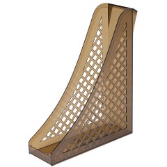 Лоток вертикальный для бумаг BRAUBERG ECO, 240х80х290 мм, сетчатый, дымчатый, 239015