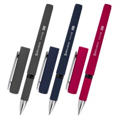 Ручки шариковые с грипом BRAUBERG "VIVID", НАБОР 3 ШТУКИ, СИНИЕ, SOFT TOUCH покрытие, узел 0,7 мм, линия письма 0,35 мм, 144401 - фото 2