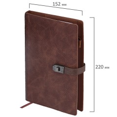 Ежедневник недатированный А5 152х220 мм BRAUBERG "Sirius", под кожу, застежка 160 л., коричневый, 116211 - фото 2