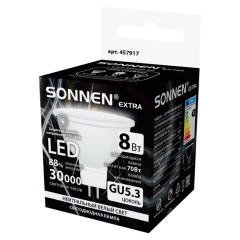 Лампа светодиодная SONNEN EXTRA, 8 (70) Вт, GU5.3, софит, нейтральный белый, 30000 ч, LED MR16-8W-4000-GU5.3, 457917 - фото 3