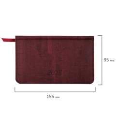 Еженедельник датированный 2026 МАЛЫЙ ФОРМАТ 95х155 мм, А6, BRAUBERG "Wood", под кожу, бордо, 117196 - фото 2