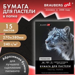 Бумага для пастели АБРАЗИВНАЯ А3 в папке, 15 листов, ЧЕРНАЯ, 240 г/м2, BRAUBERG ART, 117766 - фото 3