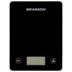 Весы кухонные УМНЫЕ BRASSON (БРАССОН) KS-22D, до 10 кг, КБЖУ, приложение, стекло, черные, 458446
