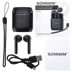 Наушники беспроводные TWS вкладыши с микрофоном, SONNEN EP-BH10B, Bluetooth 5.3, черные, 514122 - фото 15