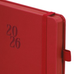 Ежедневник датированный 2026, А5, 138х213 мм, BRAUBERG "Plain", под кожу, резинка, держатель для ручки, красный, 117508 - фото 4