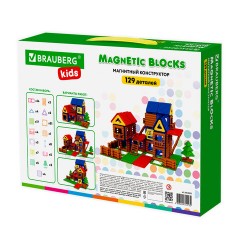 Магнитный конструктор MEGA MAGNETIC BUILD BLOCKS-129 "Построй дом", 129 деталей, BRAUBERG KIDS, 663850 - фото 3