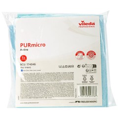 Салфетки VILEDA PROFESSIONAL "ПУРмикро Актив" КОМПЛЕКТ 5 шт., супервпитывание, микроволокно, синий, 38х35 см, 174046 - фото 4