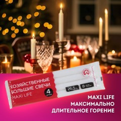 Свечи хозяйственные Maxi Life, до 8 часов, КОМПЛЕКТ 4 шт., H=265 мм, D=21 мм, флоу-пак, LAIMA, 609204 Свечи хозяйственные Maxi Life, до 8 часов, КОМПЛЕКТ 4 шт., H=265 мм, D=21 мм, флоу-пак, LAIMA, 609204 - фото 12