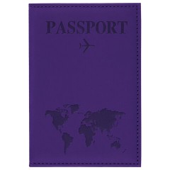 Обложка для паспорта "Passport map", экокожа soft-touch, фиолетовая, STAFF, 238762 - фото 2