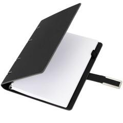 Тетрадь на кольцах А5, 180х220 мм, 120 л., под кожу soft-touch, застежка, BRAUBERG SHADE, черный, 405246 - фото 2