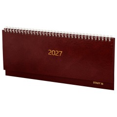 Планинг датированный 2027 300х130 мм, STAFF, гребень, обложка бумвинил, 64 листа, бордовый, 117856 - фото 2