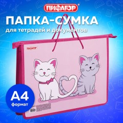 Папка на молнии с ручками ПИФАГОР А4, 1 отделение, пластик, ручки-шнурок, "Best Buds", 271469 - фото 6