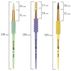 Кисти c EVA-вставкой НАБОР 5 шт. (ПОНИ круглые №1, 4; КОЗА круглые №3, 6; ЩЕТИНА плоская №4), BRAUBERG KIDS, 201091 - фото 8