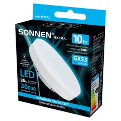 Лампа светодиодная SONNEN EXTRA, 10 (90) Вт, GX53, таблетка, холодный белый, 30000 ч, LED 10W-6500-GX53, 457932 - фото 3