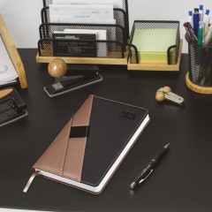 Ежедневник датированный 2026, А5, 138х213 мм, BRAUBERG "Swirl", под кожу, держатель для ручки, коричневый, 117480 - фото 5