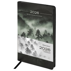 Ежедневник датированный 2026 А5 138x213 мм, BRAUBERG "Vista", под кожу, гибкий, "Mist", 117450