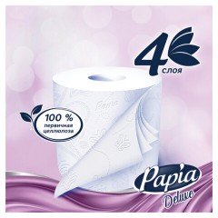 Бумага туалетная быт., спайка 8 шт., 4-слойная (8х16,5м), PAPIA DELUXE, аромат Dolce Vita, 5080749 - фото 4