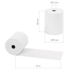Чековая лента ТЕРМОБУМАГА 80 мм (диаметр 65-69 мм, длина 50 м, втулка 12 мм), КОМПЛЕКТ 6 шт., STAFF, 111954 - фото 3