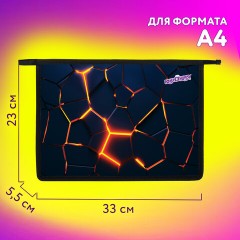Папка для тетрадей ЮНЛАНДИЯ А4, 1 отделение, пластик, на молнии, "Volcano split", 273350 - фото 9