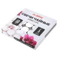 Свечи чайные Long Life, до 5 часов горения, вес 12 г, КОМПЛЕКТ 50 шт., в гильзе, LAIMA, 609200 - фото 2