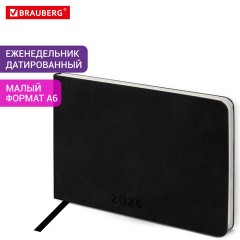Еженедельник датированный 2026 МАЛЫЙ ФОРМАТ 105х160 мм, А6, BRAUBERG "Unique", черный, 117208 - фото 14