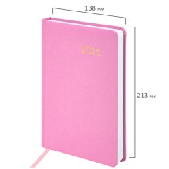 Ежедневник датированный 2026, А5, 138x213 мм, BRAUBERG "Select", балакрон, розовый, 117089 - фото 2