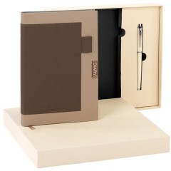 Ежедневник в наборе с ручкой А5, 144x210 мм, BRAUBERG "Style" под кожу, 160 листов, бежевый, 116861 - фото 7