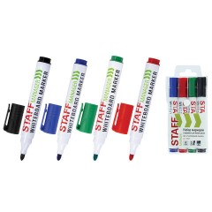 Маркеры стираемые для белой доски, НАБОР 4 ЦВЕТА, STAFF "MANAGER" WBM-300, 3 мм, с клипом, 152637 - фото 3