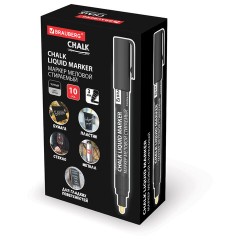 Маркер меловой CHALK LIQUID MARKER, ЧЕРНЫЙ, 3 мм, стираемый, BRAUBERG "CHALK", 152600 - фото 11