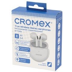 Наушники беспроводные TWS вкладыши с микрофоном CROMEX (КРОМЕКС) EP-T28W, Bluetooth 5.4, белые, 514121 - фото 15