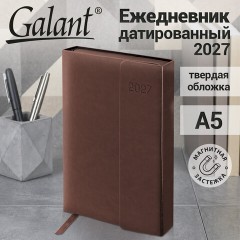 Ежедневник датированный 2027, А5, 148х218 мм, GALANT "Magnetic", под кожу, клапан, коричневый, 118072 - фото 15