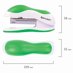Степлер №10 BRAUBERG "JET", до 15 листов, эргономичный, бело-зеленый, 228580 - фото 4