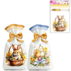 Пакетики пасхальные, НАБОР 10 штук, 14х23 см, "Пасха", 2 дизайна, ЗОЛОТАЯ СКАЗКА, 592644
