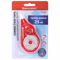 Корректирующая лента BRAUBERG MAXI PLUS, 5 мм х 25 м, механизм перемотки, корпус красный, блистер, 272501 Корректирующая лента BRAUBERG MAXI PLUS, 5 мм х 25 м, механизм перемотки, корпус красный, блистер, 272501 - фото 2