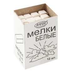 Мел белый квадратный 12 штук, АЛГЕМ, картонная упаковка, НМБ-12 - фото 2