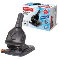 Дырокол металлический МОЩНЫЙ BRAUBERG "Heavy duty" до 65 л., эргономичный, черный, 228496 - фото 3