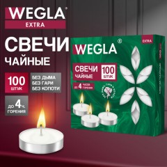 Свечи чайные литые в гильзе WEGLA (ВЕГЛА) EXTRA, до 4 часов горения, вес 10 грамм, КОМПЛЕКТ 100 штук, 702572 - фото 5