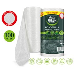 Универсальные полотенца в рулоне 100 шт., 22х24 см, 70% вискозы (спанлейс), MASTER FRESH - фото 4