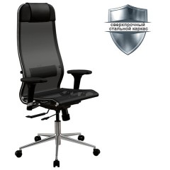 Кресло МЕТТА "ErgoLife" 10 B1-104D, хром, синхромеханизм, 2D-подлокотники, прочная сетка, черное - фото 2