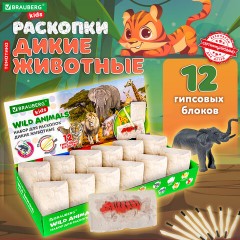 Набор для раскопок "Дикие животные", 12 видов, карточки, инструменты, BRAUBERG KIDS, 665128 Набор для раскопок "Дикие животные", 12 видов, карточки, инструменты, BRAUBERG KIDS, 665128 - фото 12
