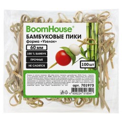 Шпажки-пики для канапе бамбуковые форма "Узелок" 6 см, 100 шт., BOOMHOUSE (БУМХАУС), 701973 - фото 2