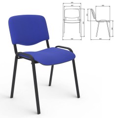 Стул для персонала и посетителей "ИЗО", черный каркас, ткань черно-синяя, В-12/С-14 - фото 2