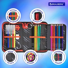 Пенал BRAUBERG с наполнением, 1 отделение, 1 откидная планка, 24 предмета, 21х14 см, "Colorful lion", 270725 - фото 12