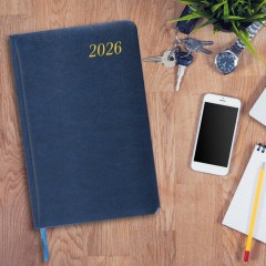 Еженедельник датированный 2026, А5, 145х215 мм, BRAUBERG "Iguana", под кожу, синий, 117170 - фото 5