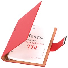 Ежедневник на кольцах в наборе с ручкой А5, 165x229 мм, BRAUBERG "Lux", под кожу, 100 листов, красный, 116857 - фото 5