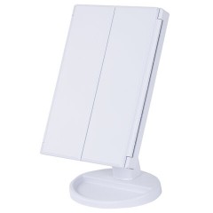 Зеркало настольное с LED-подсветкой для макияжа, размер 24х18 см, складное, увеличение х2, х3, х10, белое, BRABIX, 609337 - фото 5