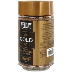 Кофе растворимый WELDAY (ВЭЛДЭЙ) "GOLD" 190 г, стеклянная банка, сублимированный, 622674 - фото 3